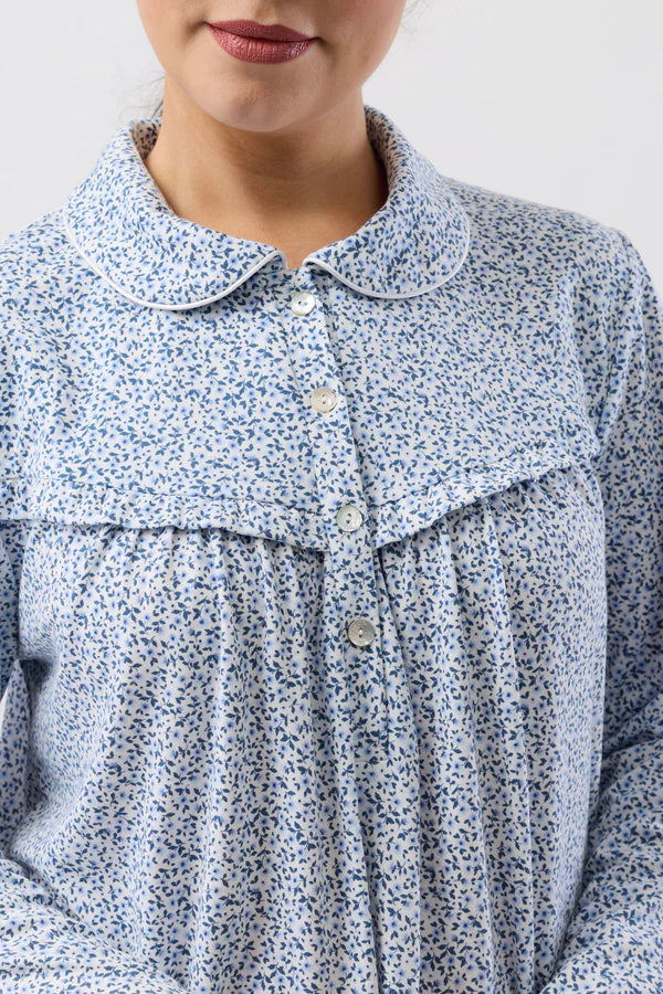 SCHRANK:  Ditsy Long Sleeve Collared Nightie