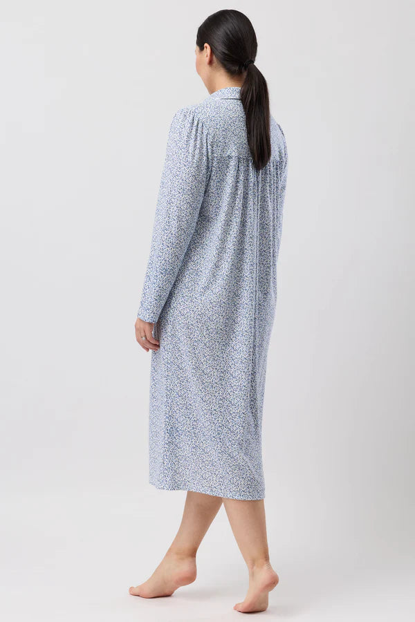 SCHRANK:  Ditsy Long Sleeve Collared Nightie