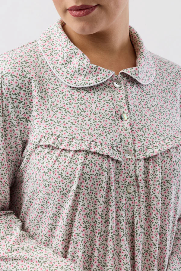 SCHRANK:  Ditsy Long Sleeve Collared Nightie