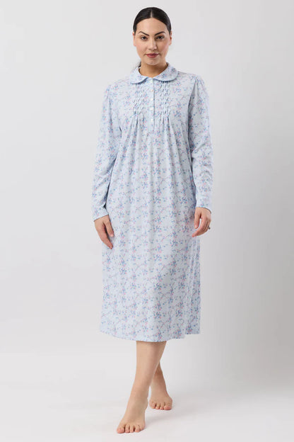 SCHRANK:  Cherry Blossom Long Sleeve Collared Nightie