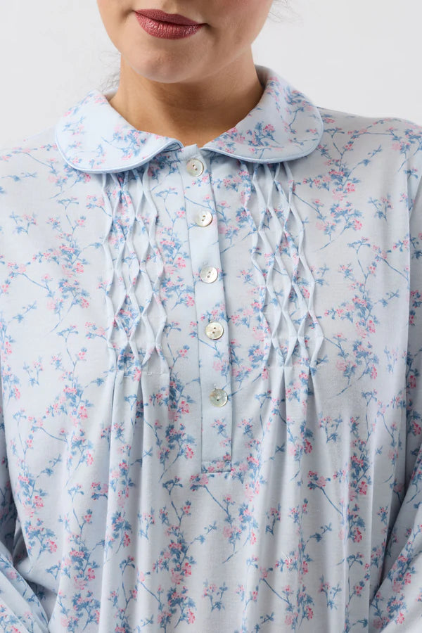 SCHRANK:  Cherry Blossom Long Sleeve Collared Nightie