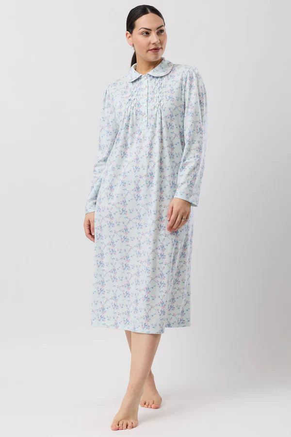 SCHRANK:  Cherry Blossom Long Sleeve Collared Nightie