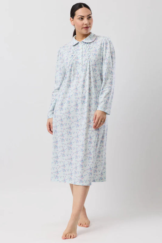 SCHRANK:  Cherry Blossom Long Sleeve Collared Nightie