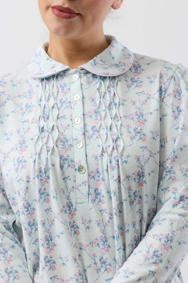 SCHRANK:  Cherry Blossom Long Sleeve Collared Nightie