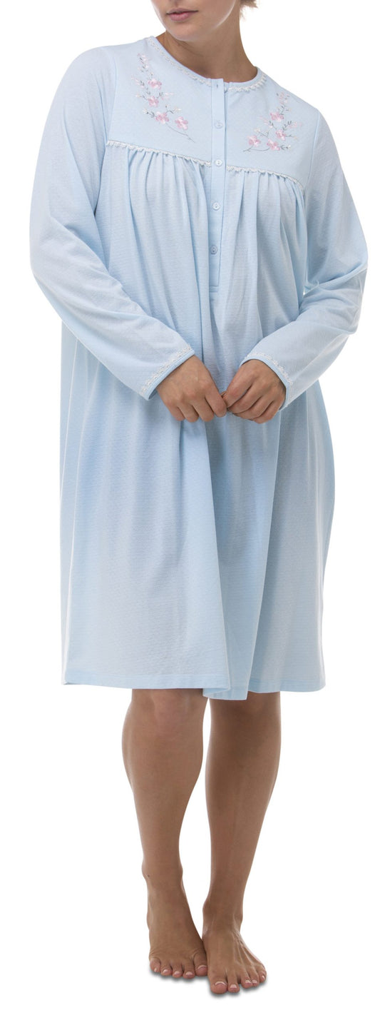 Schrank: Long Sleeve Nightie. Embroidered Yoke.