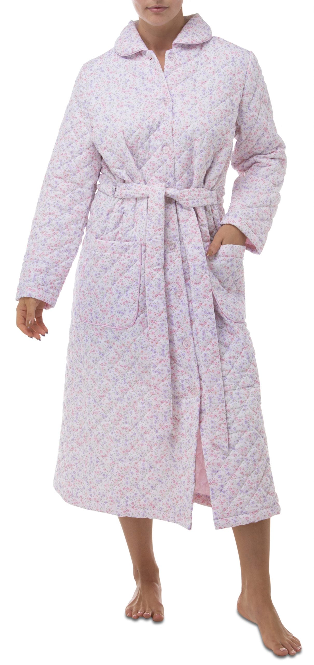 Schrank: Quilted Long Length Dressing Gown Cotton