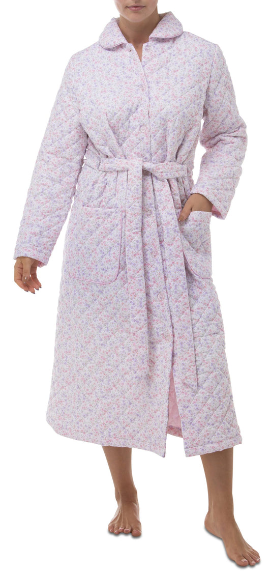Schrank: Quilted Long Length Dressing Gown Cotton