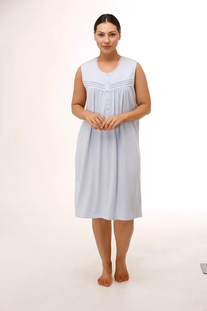 Schrank:  'Polkadot' Sleeveless Poly Cotton Jersey Nightie