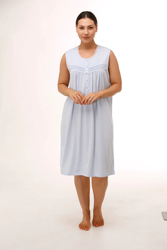 Schrank:  'Polkadot' Sleeveless Poly Cotton Jersey Nightie
