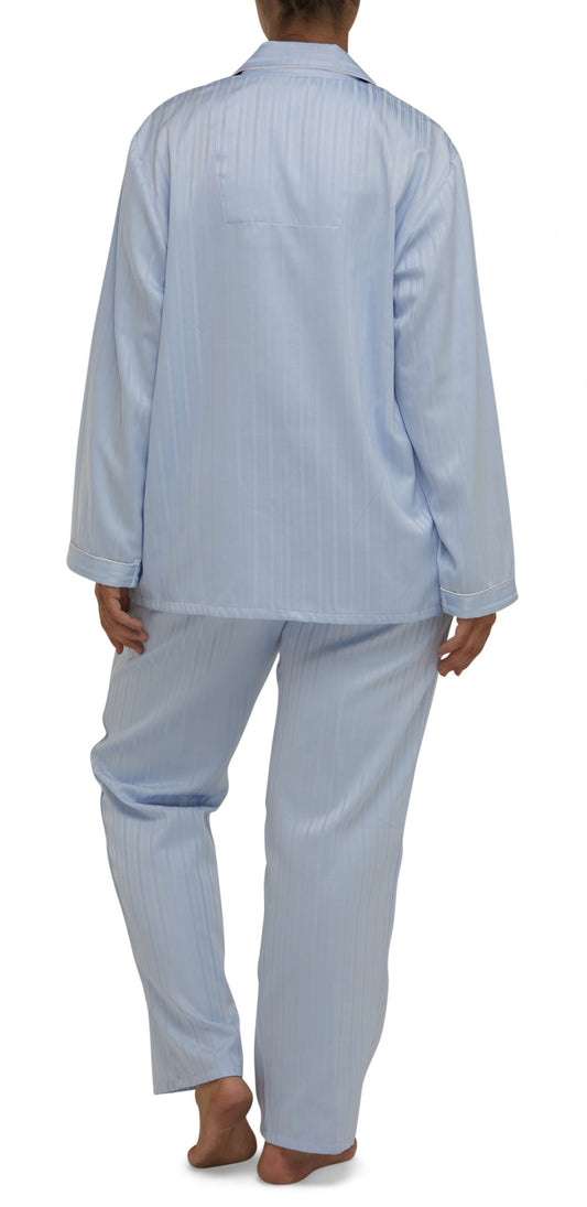 Schrank:  Sateen Long Length Pyjama Set 'Self Stripe Sateen'