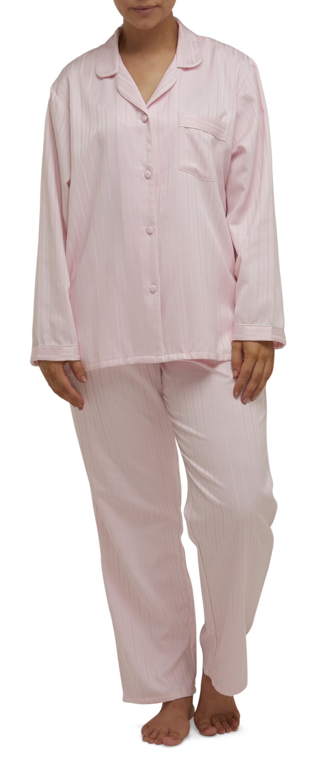 Schrank:  Sateen Long Length Pyjama Set 'Self Stripe Sateen'