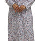 Schrank:  Pleated Nightie Flannelette Mid Length 'Rose Stripe'