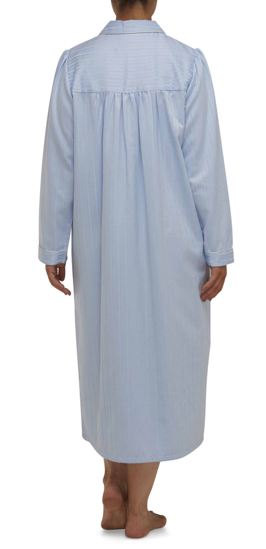 Schrank:  Collared Nightie Long Length 'Self Stripe Sateen'