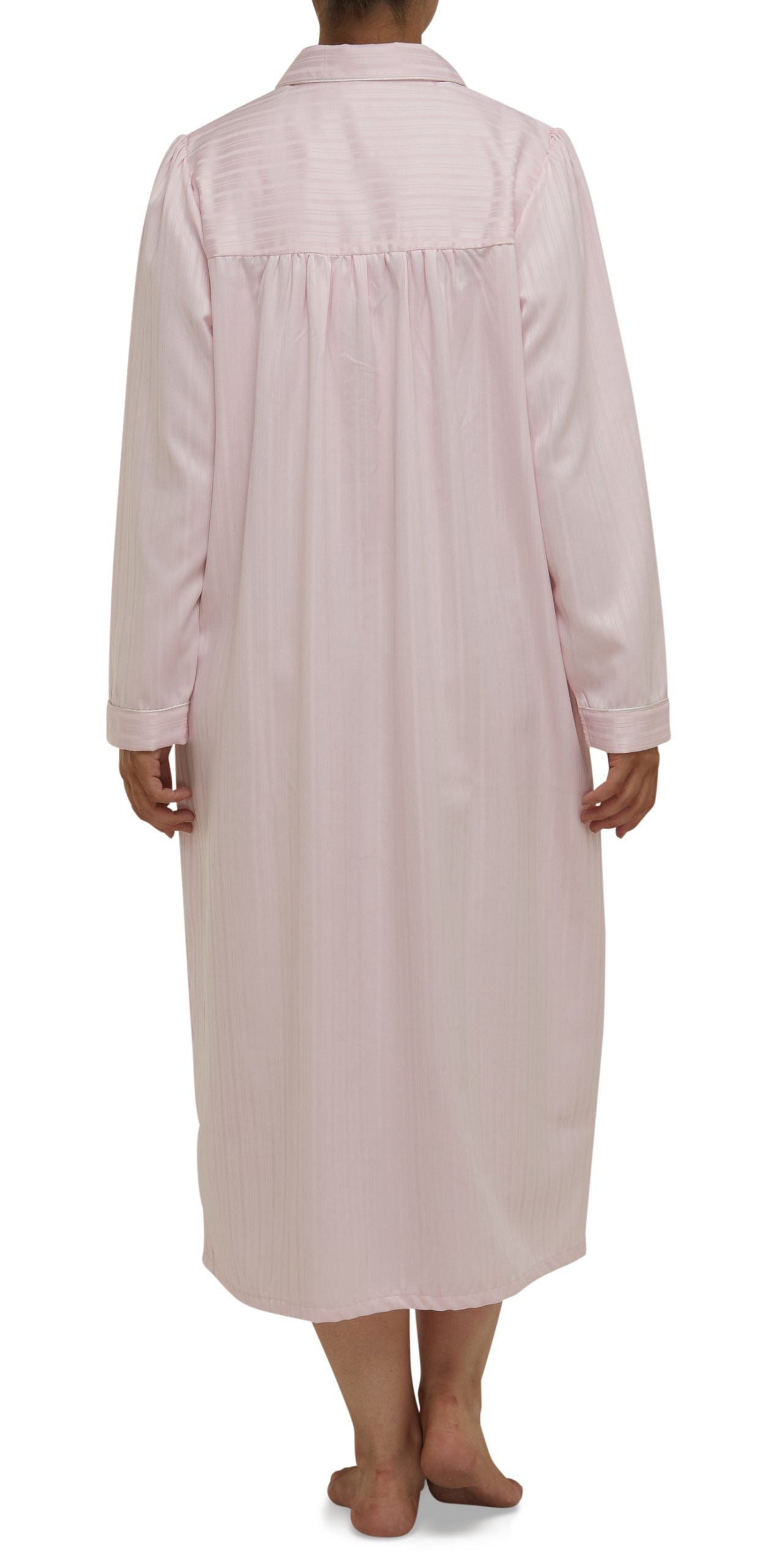 Schrank:  Collared Nightie Long Length 'Self Stripe Sateen'