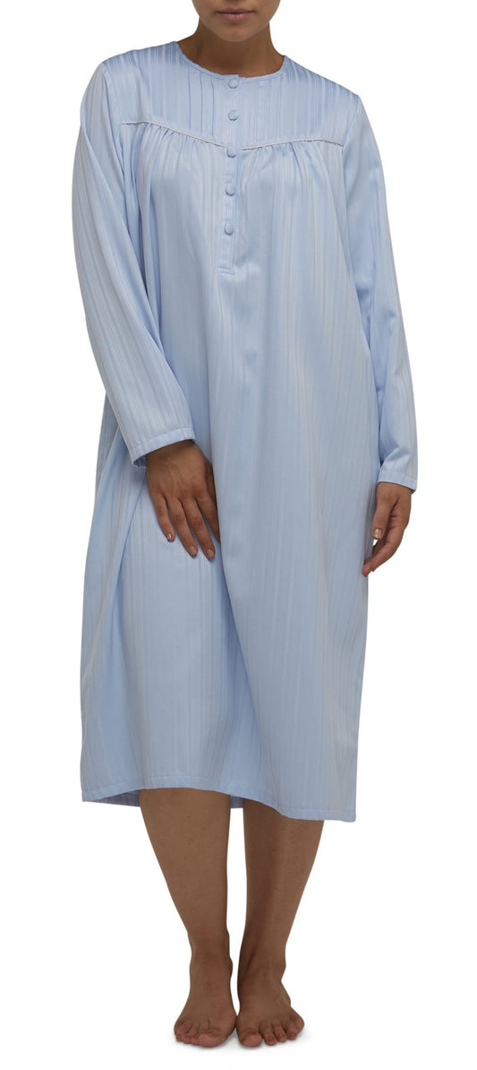 Schrank:  Pleated Nightie Mid Length 'Self Stripe Sateen'