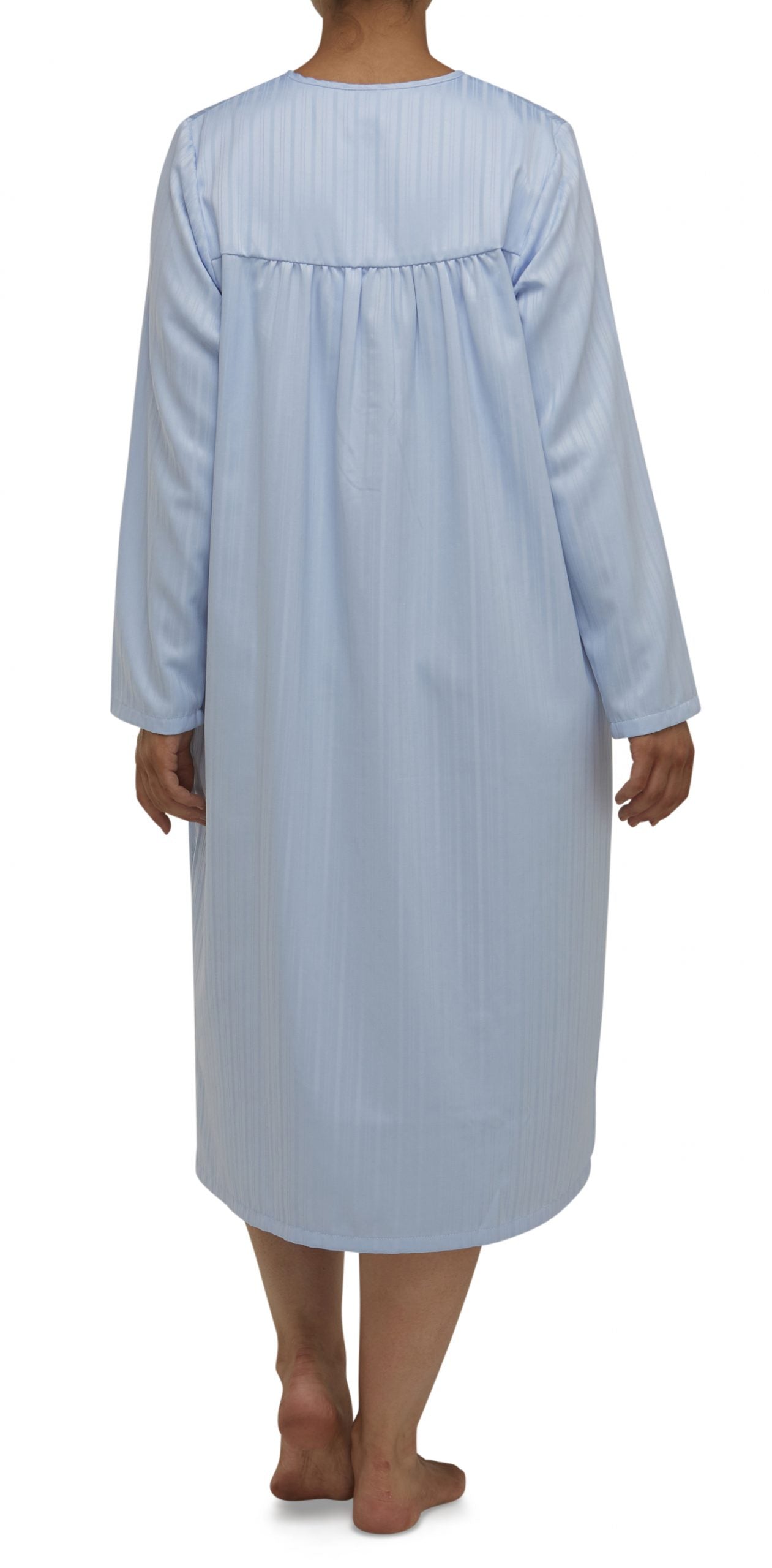 Schrank:  Pleated Nightie Mid Length 'Self Stripe Sateen'