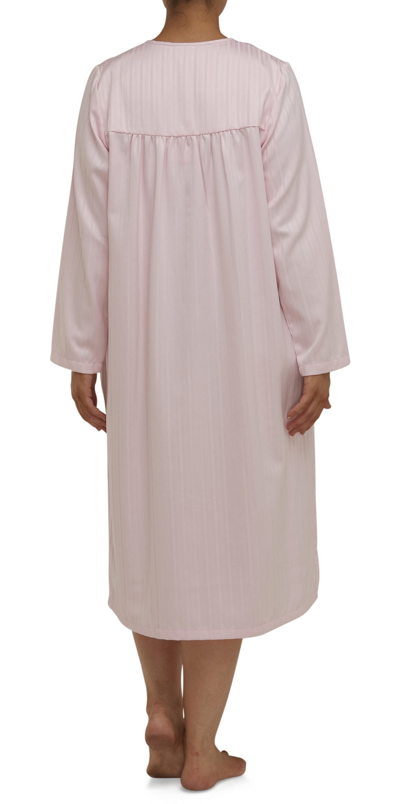 Schrank:  Pleated Nightie Mid Length 'Self Stripe Sateen'