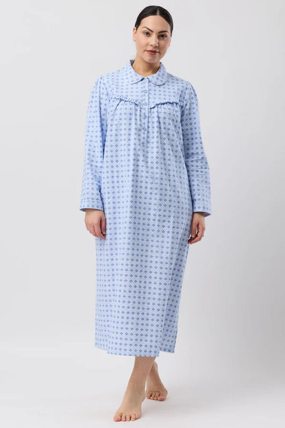 SCHRANK:  Fleur De Lys Flannelette Collared Nightie