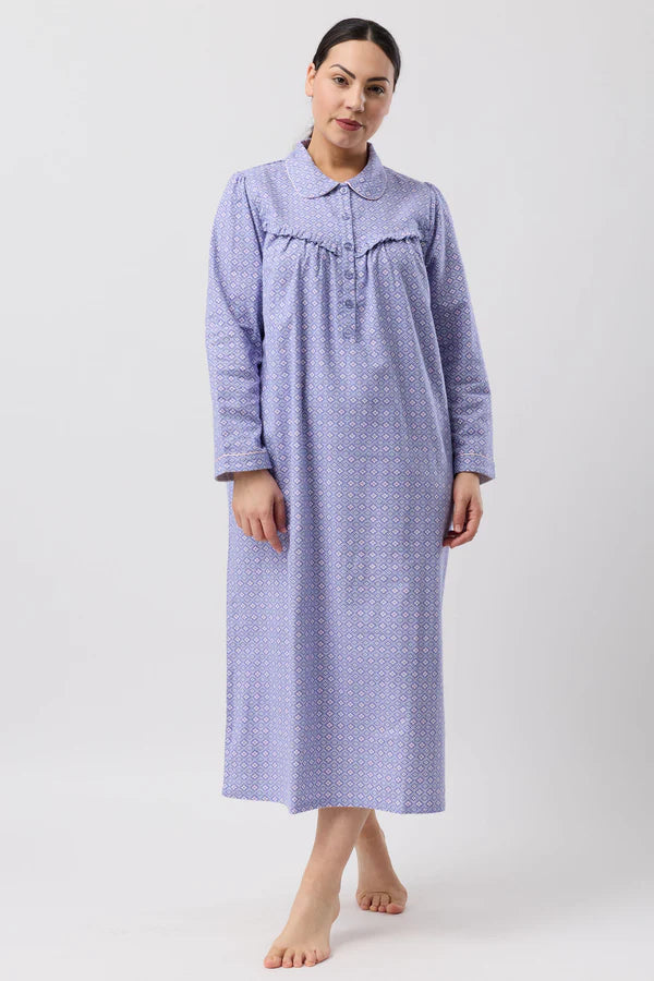 SCHRANK:  Fleur De Lys Flannelette Collared Nightie