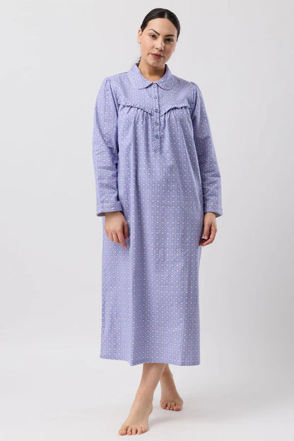 SCHRANK:  Fleur De Lys Flannelette Collared Nightie