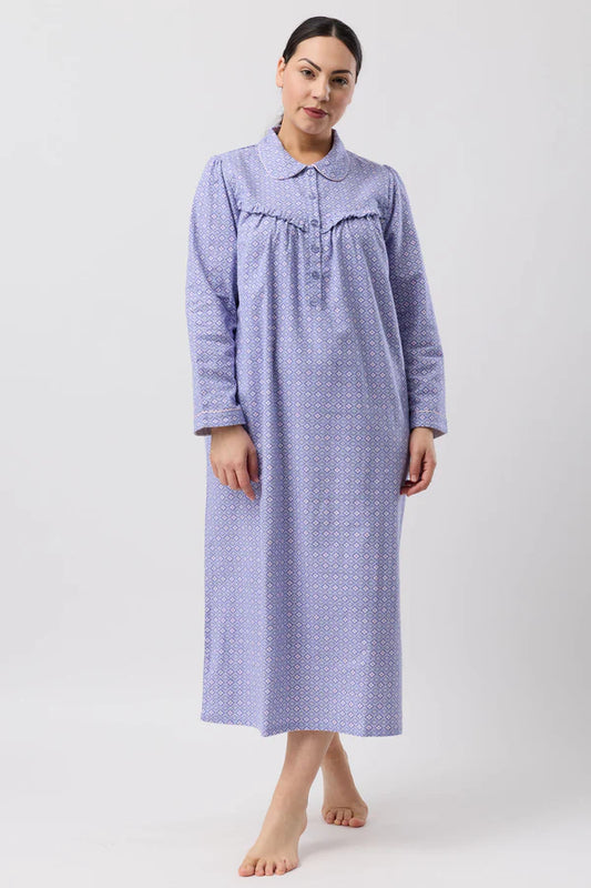 SCHRANK:  Fleur De Lys Flannelette Collared Nightie