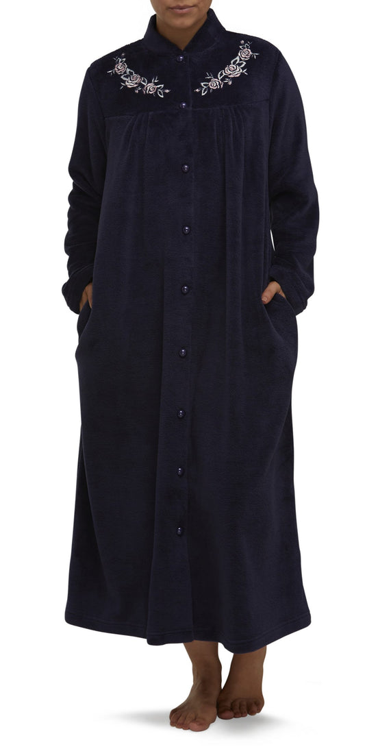 Schrank:  'Rose' Full Length Button Gown with Embroidery