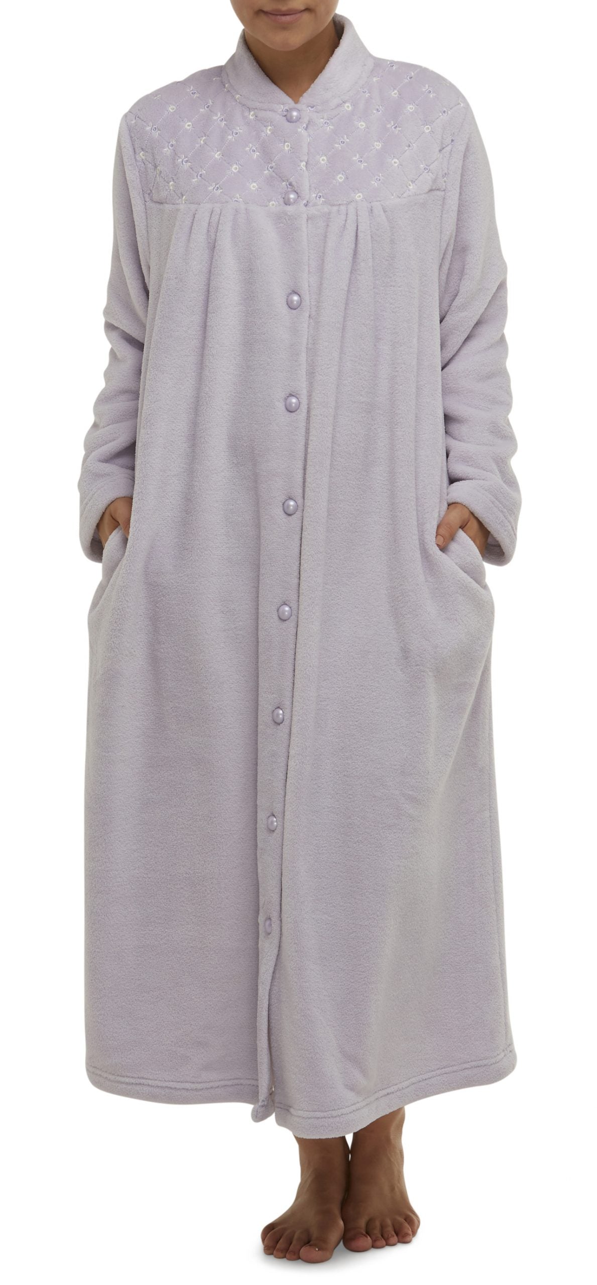 Schrank:  Embroidered Full Button Front Gown 'Jayne'