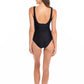 Togs: Textured Black Square Neck One Piece