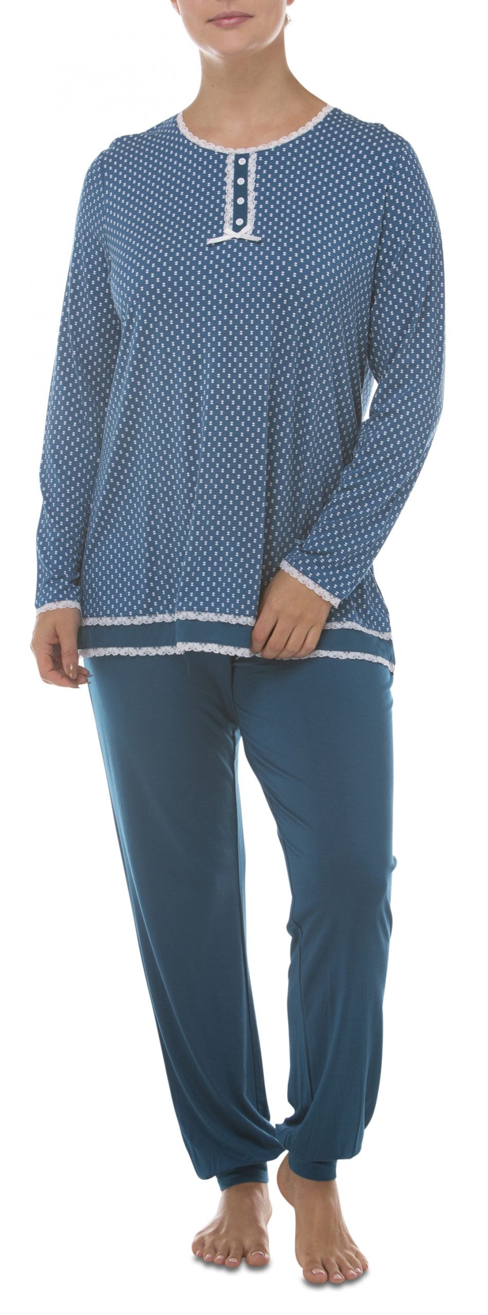 Yuu: Long Sleeve Long Pant Pyjamas. Blue
