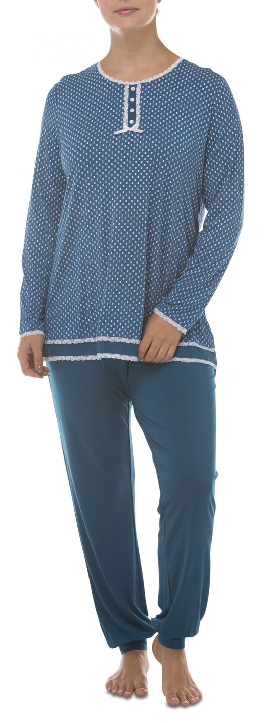 Yuu: Long Sleeve Long Pant Pyjamas. Blue