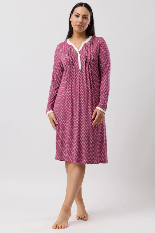 YUU:   Tulip Long Sleeve Nightie Bordeaux
