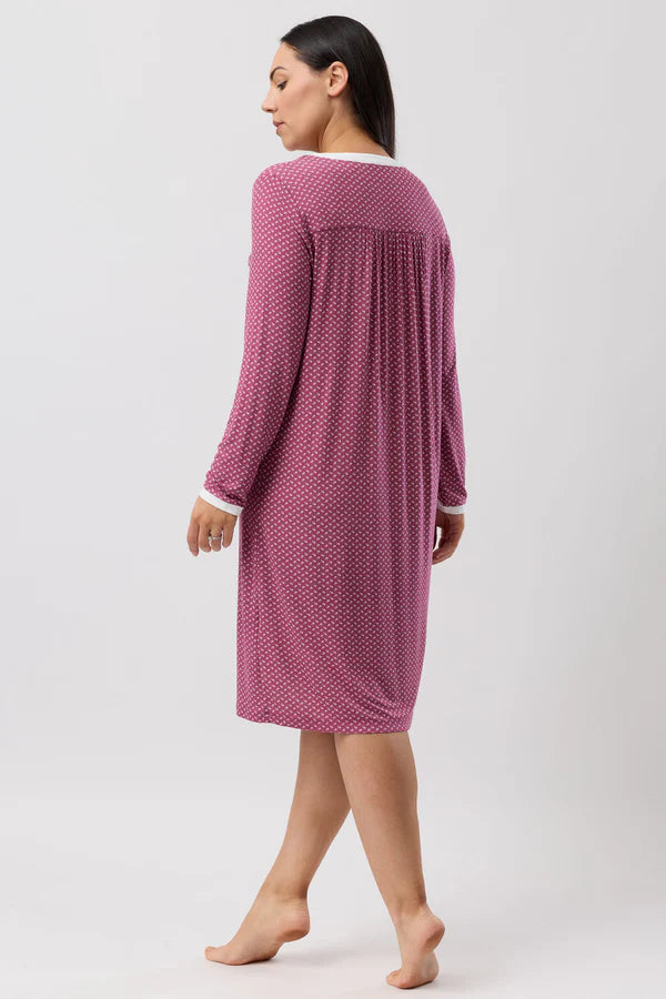 YUU:   Tulip Long Sleeve Nightie Bordeaux