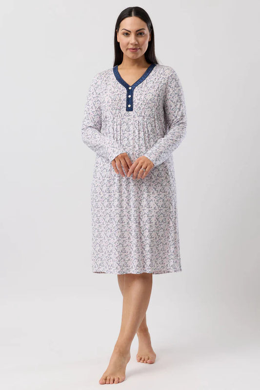 YUU:   Jardin Long Sleeve Smocking Nightie