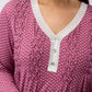 YUU:   Tulip Smocking Long Sleeve Nightie Bordeaux