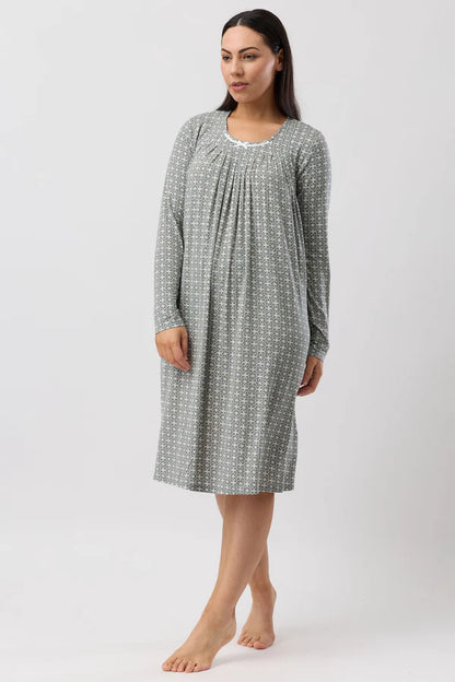 YUU:   Geo Grosgrain Long Sleeve Nightie