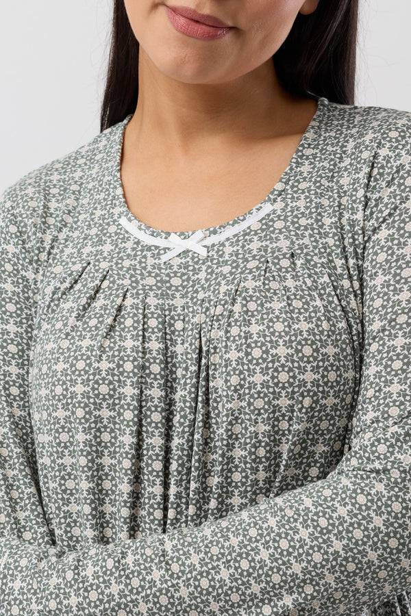 YUU:   Geo Grosgrain Long Sleeve Nightie