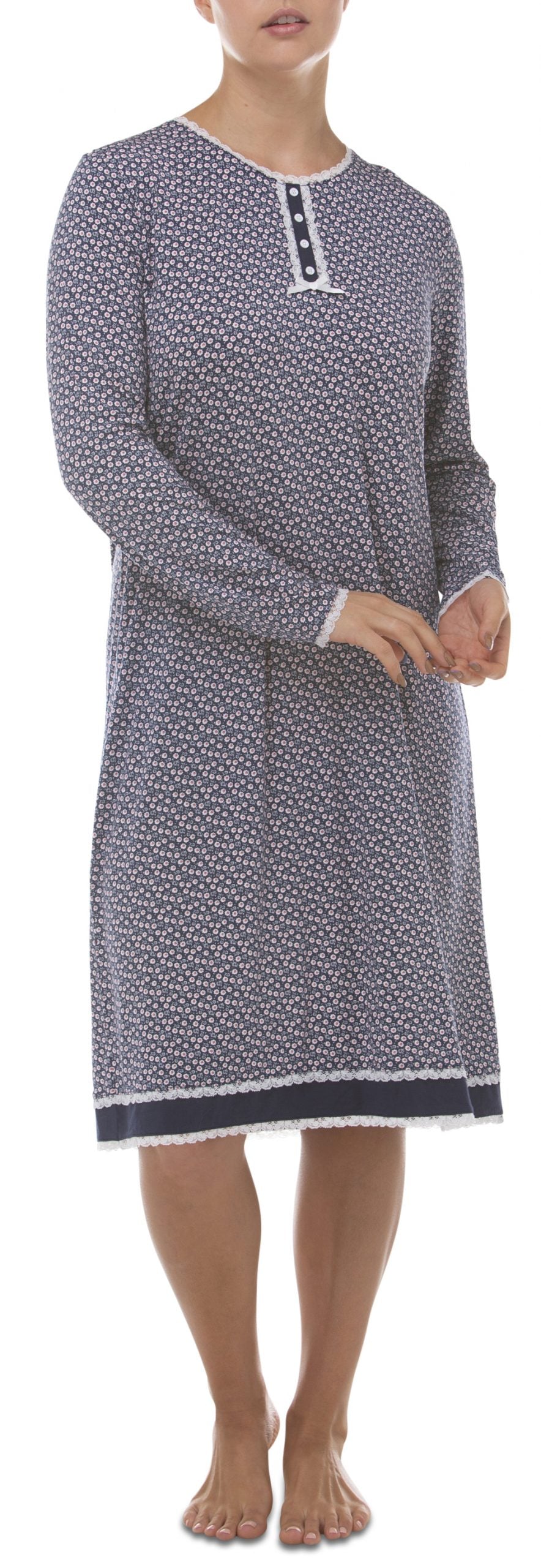 Yuu: Mid Length Nightie with Long Sleeves.