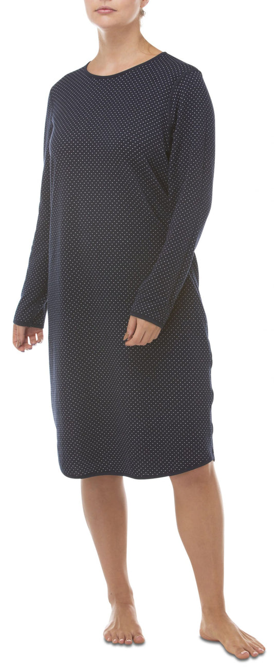 Yuu: Long Sleeve Mid Length Nightie. Spots