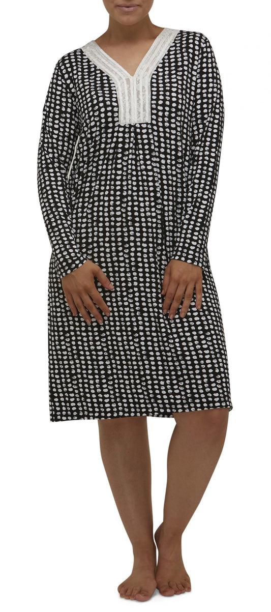 Yuu:  Long Length Georgette Dress Nightie 'Scribble Spot'