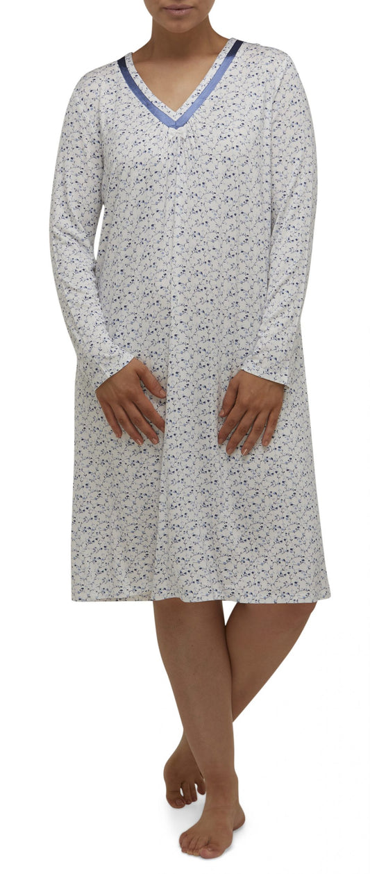 Yuu:  Long Length Nightie Dress ' Botanical Blues'