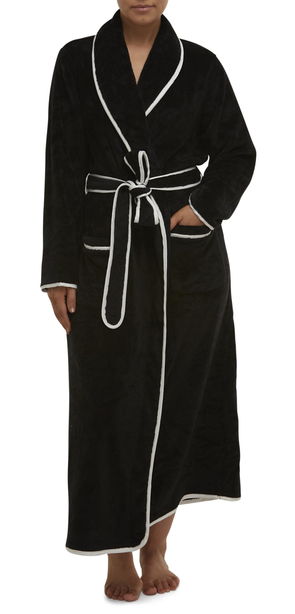 Yuu: Satin Trim Wrap Robe with Pockets