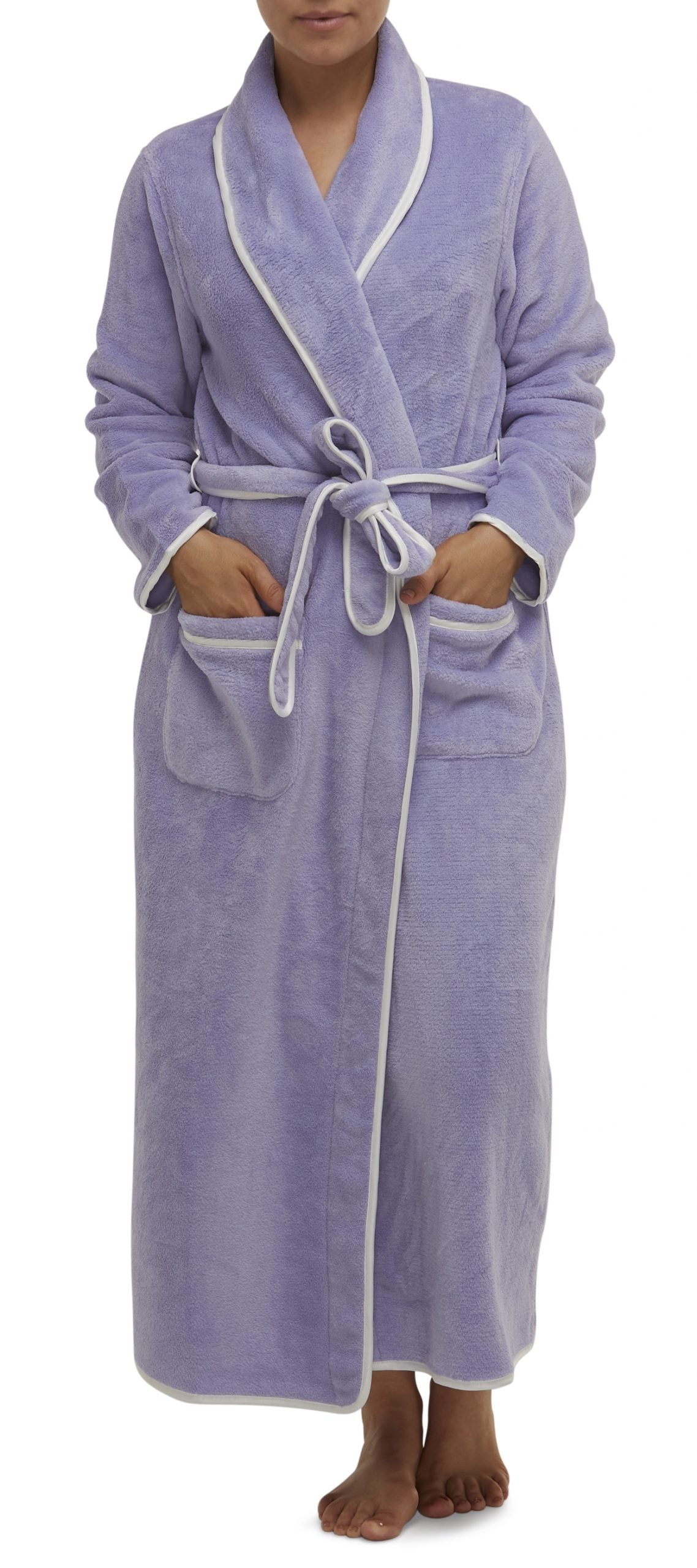 Yuu: Satin Trim Wrap Robe with Pockets