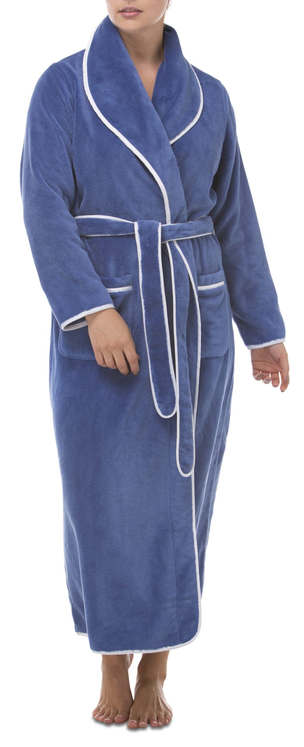 Yuu: Satin Trim Wrap Robe with Pockets