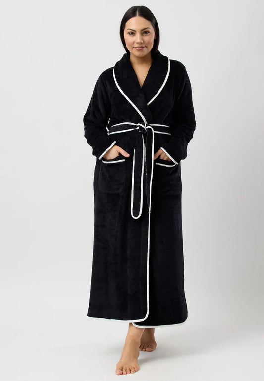Yuu: Long Length Luxurious Dressing Gown Satin Piping