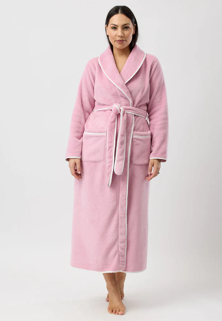 Yuu: Long Length Luxurious Dressing Gown Satin Piping