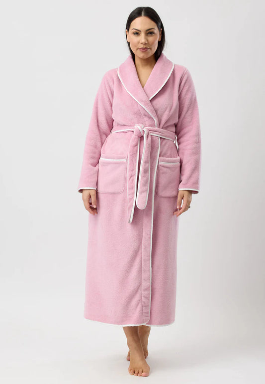 Yuu - Long Length Luxurious Dressing Gown Satin Piping