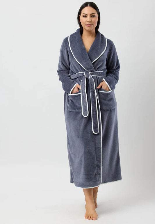 Yuu: Long Length Luxurious Dressing Gown Satin Piping