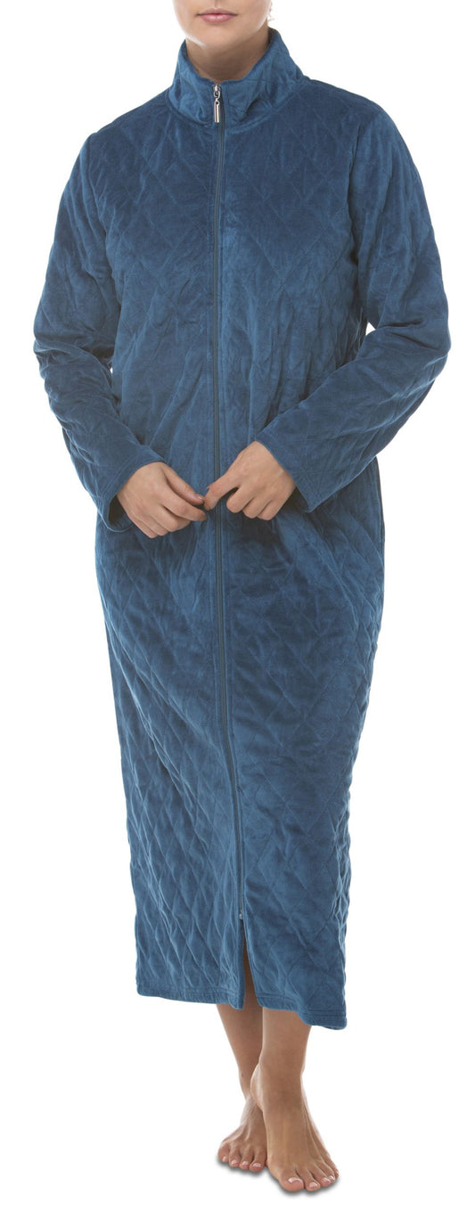 Yuu: Long Length Dressing Gown. ZIP Front.