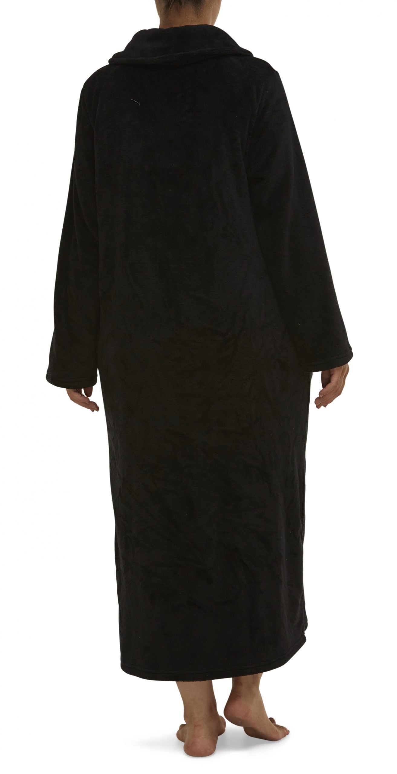 Yuu:  Full Button Front Polyester Fleece Dressing Gown