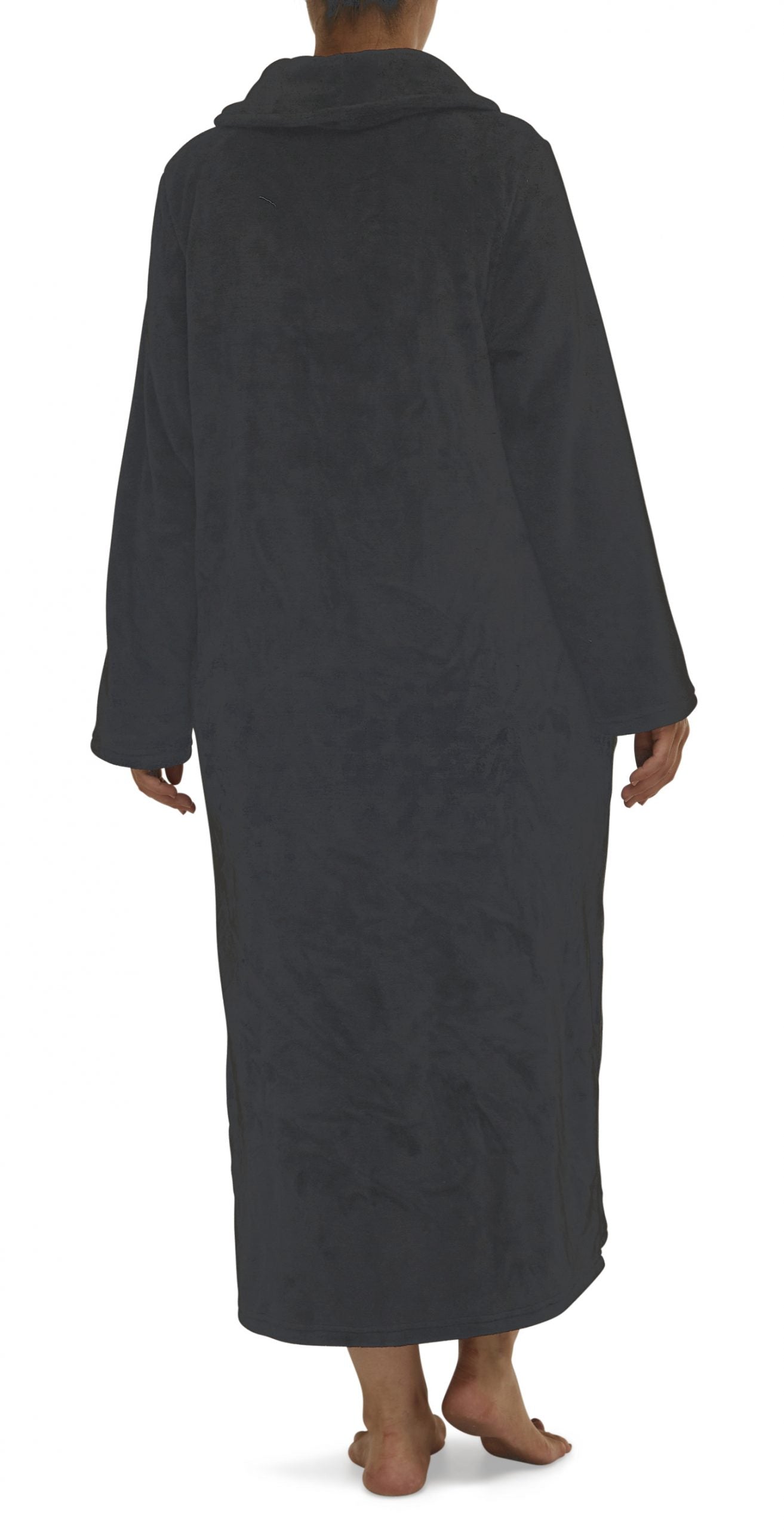 Yuu:  Full Button Front Polyester Fleece Dressing Gown